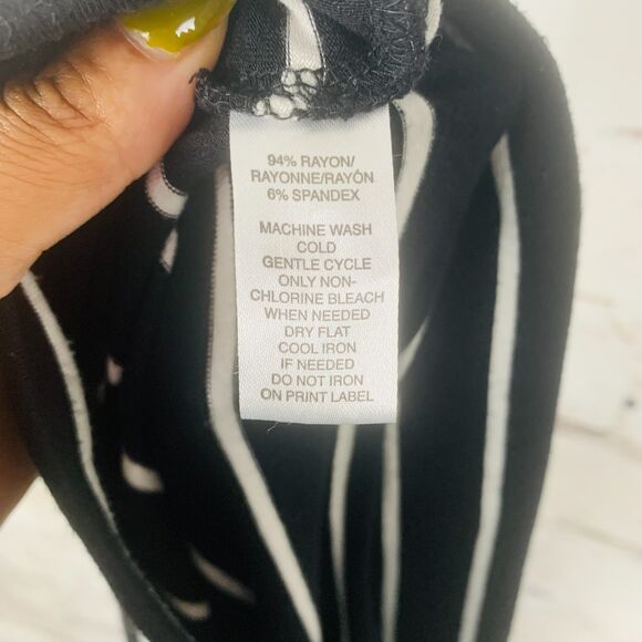 Ann Taylor Loft Maxi Skirt Women XS Black White Stripe Rayon Work Preppy Chic - Picture 4 of 6